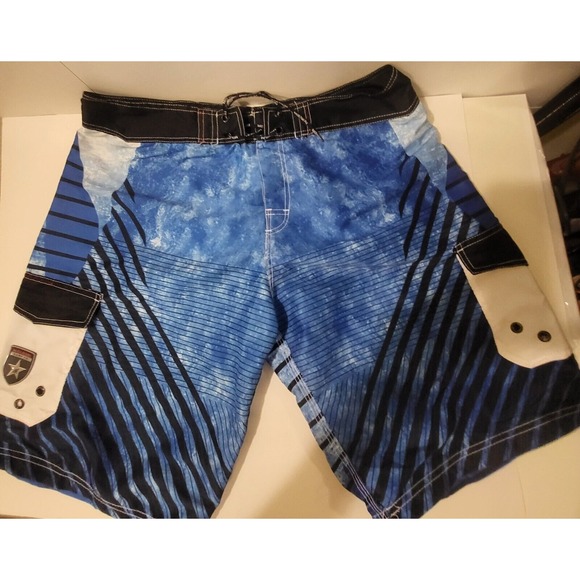 Molokai Men's Board Shorts Blue/ Black Cargo Size 38 - Picture 1 of 13